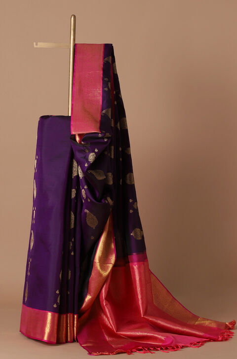 Violet Pure Silk Kanjivaram Saree