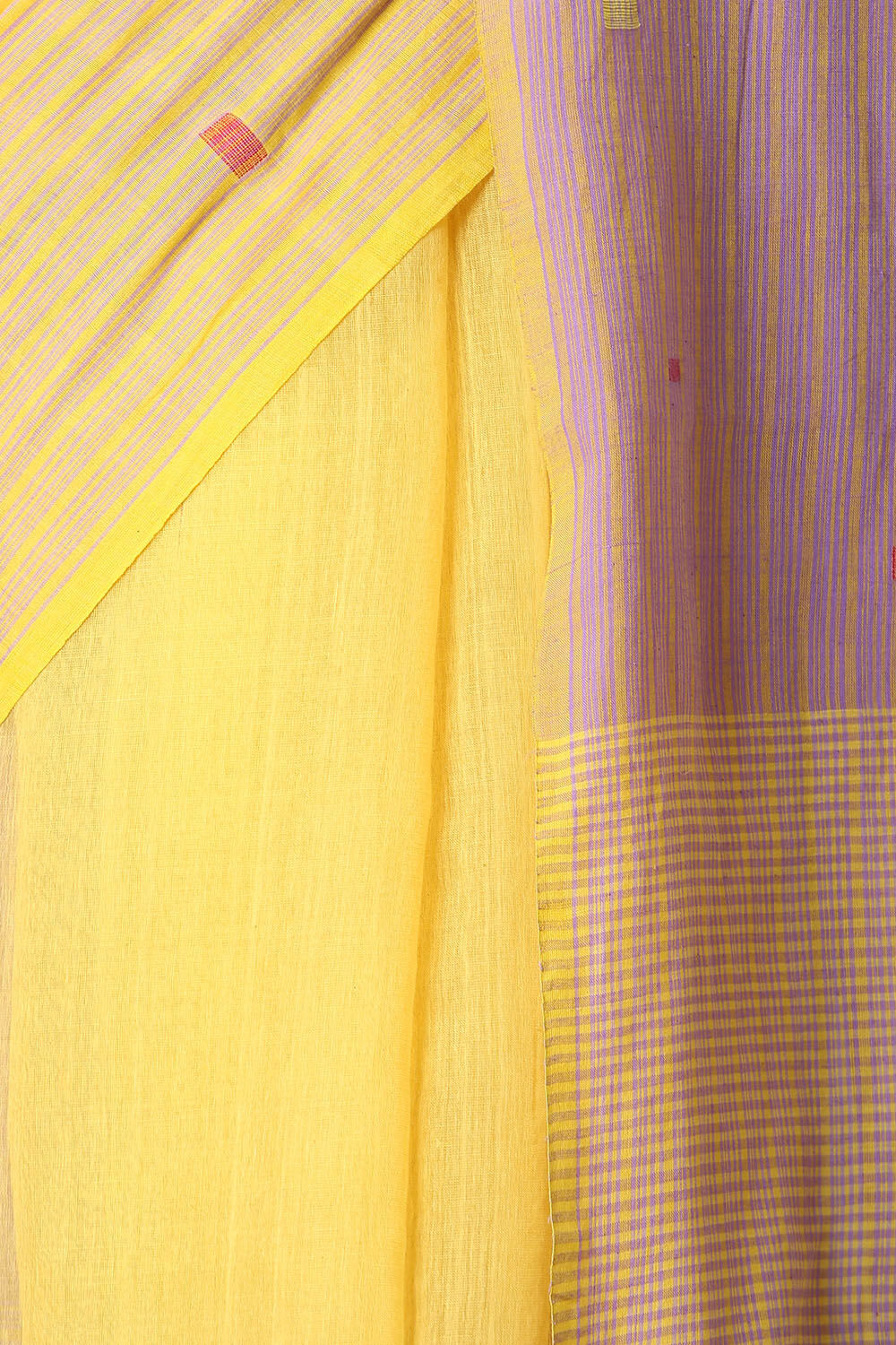 Yellow Pure Silk Cotton Jamdani Saree image number null