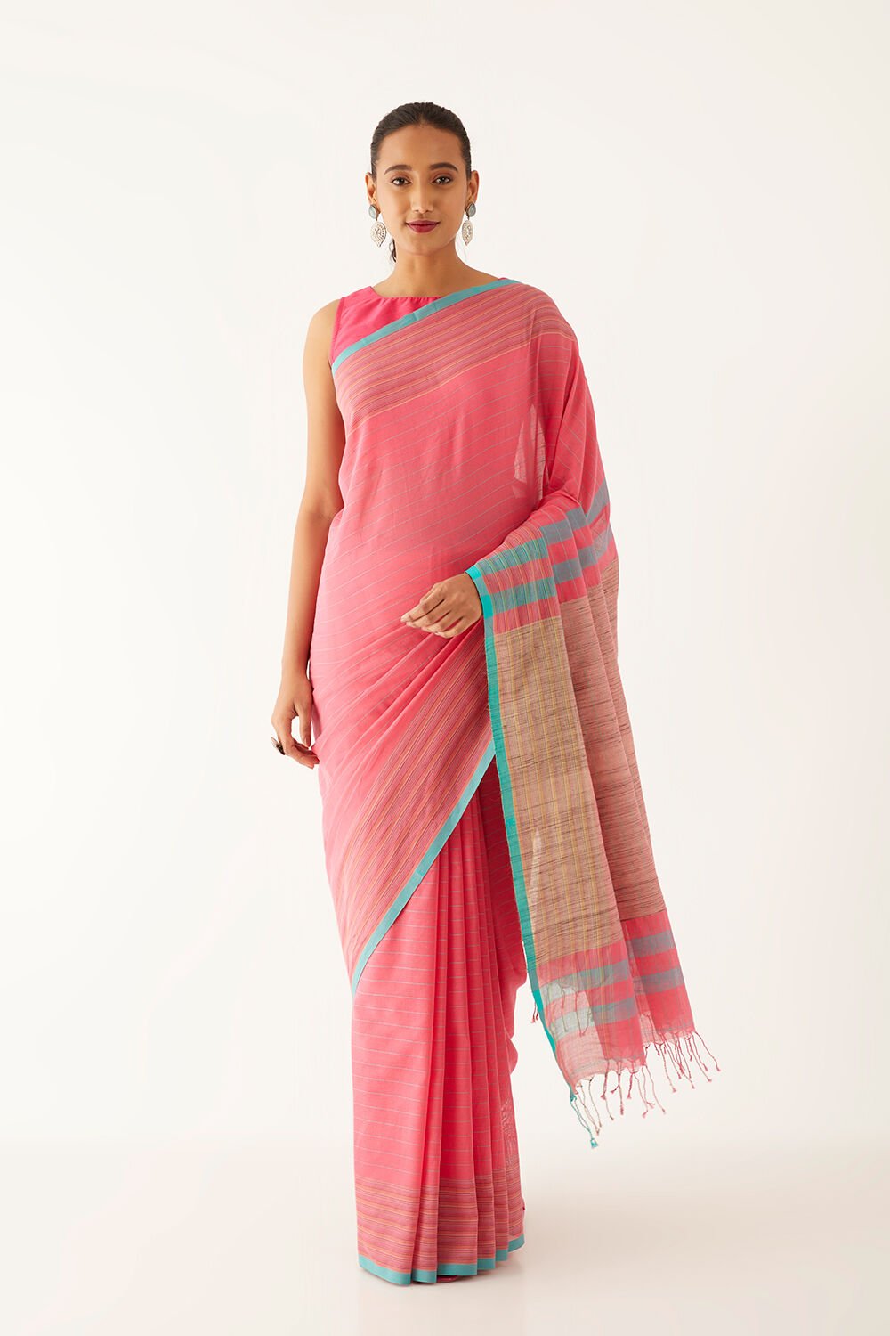 Pink Pure Cotton Bengal Saree image number null