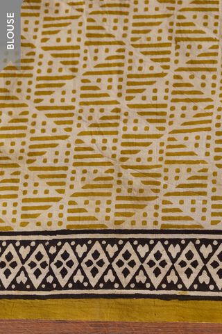 Yellow Rajasthan Bagru Block Printed Pure Cotton Kota Saree thumbnail image number null