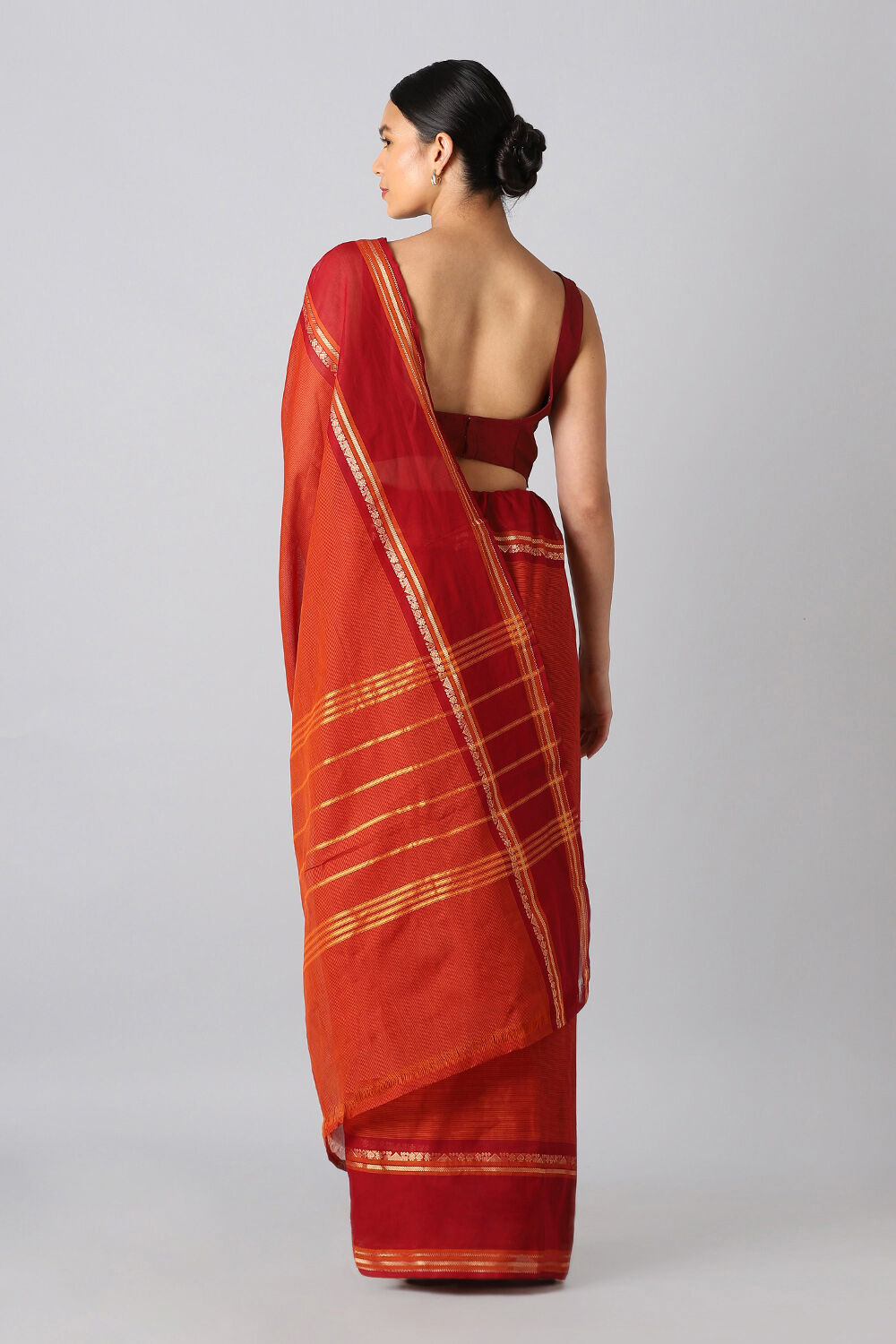 Red Pure Cotton Chettinad Saree image number null