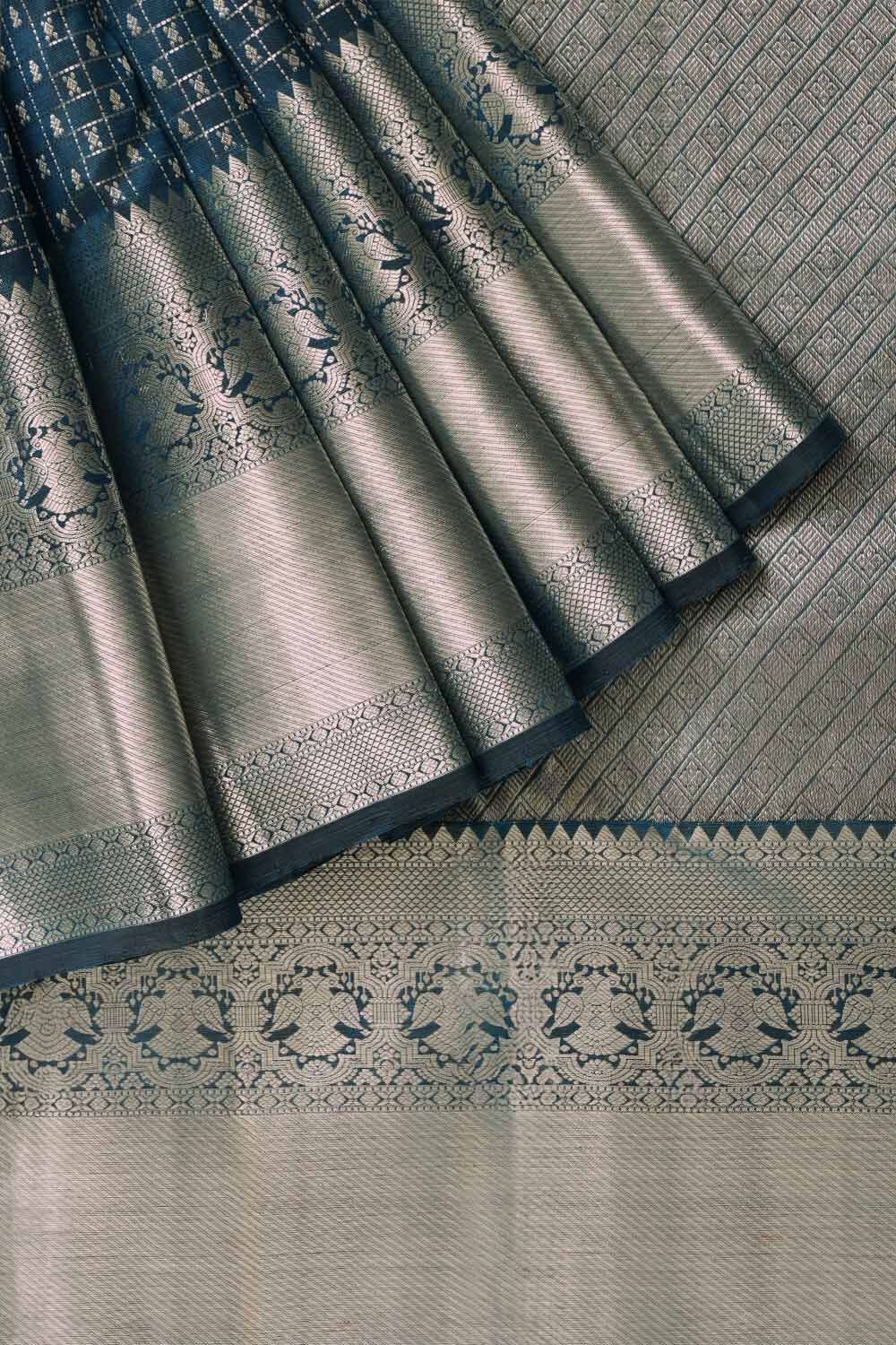 Navy Pure Silk Woven Kanjivaram Saree image number null