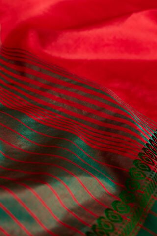 Red Pure Silk Bishnupur Woven Saree thumbnail image number null