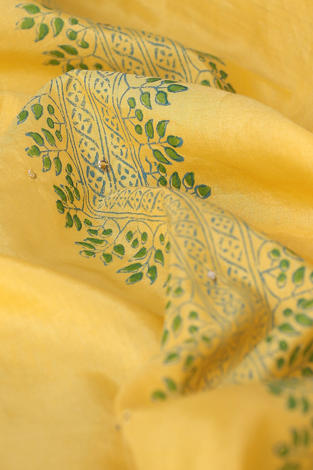Yellow Craft Pure Silk Cotton Sanganeri Block Print Saree image number null