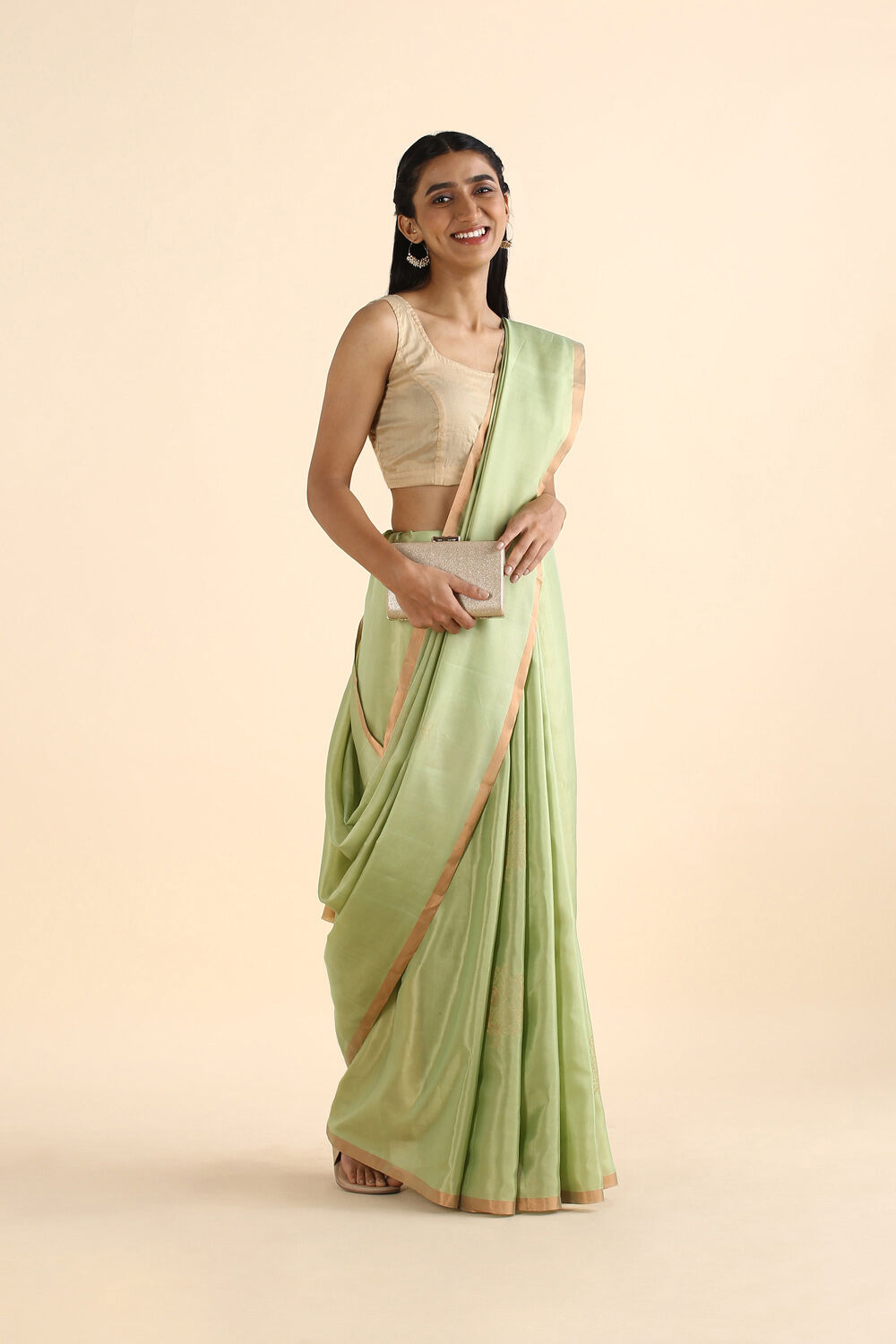 Light Green South Silk Tencel saree image number null