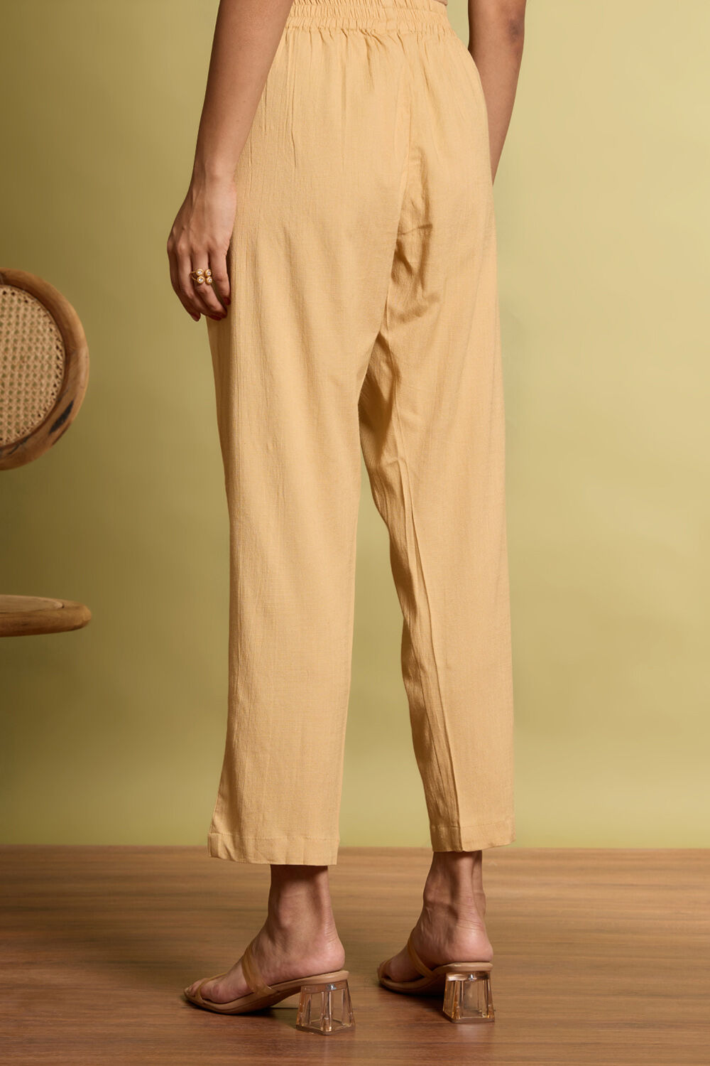 Beige Woven Viscose Trouser image number null