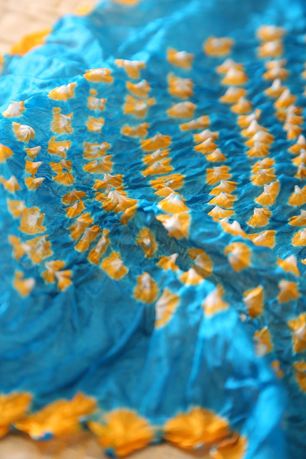 Light Blue Pure Silk Bandhni Stole image number null