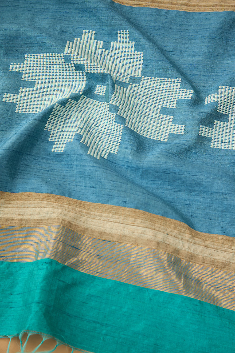 Blue Bhagalpur Woven Pure Silk Saree image number null