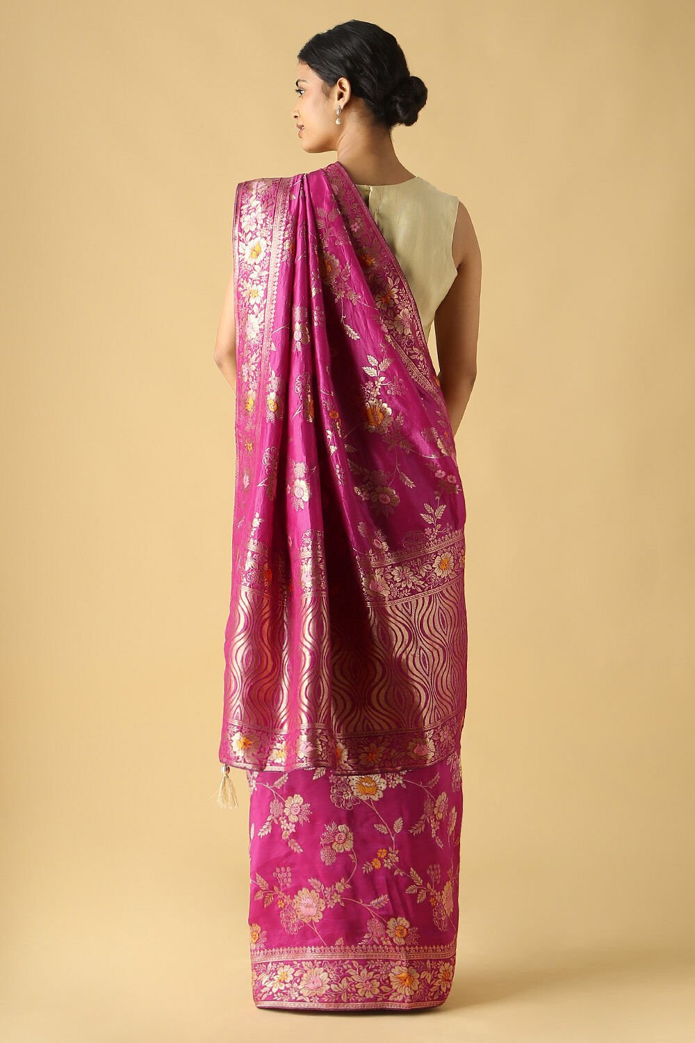 Dark Pink Viscose Luxe Woven Saree image number null