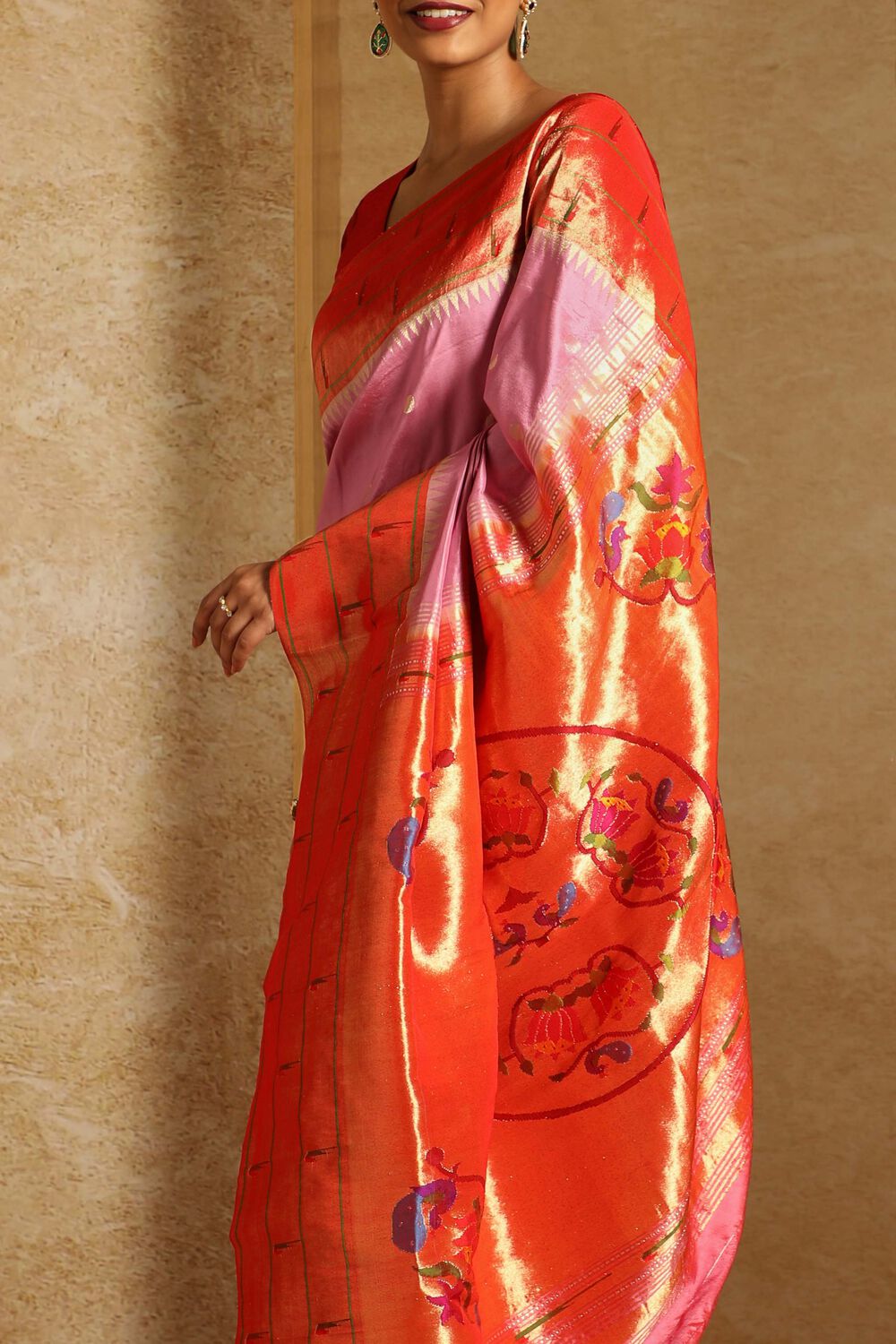 Pink Pure Silk Paithani Saree image number null