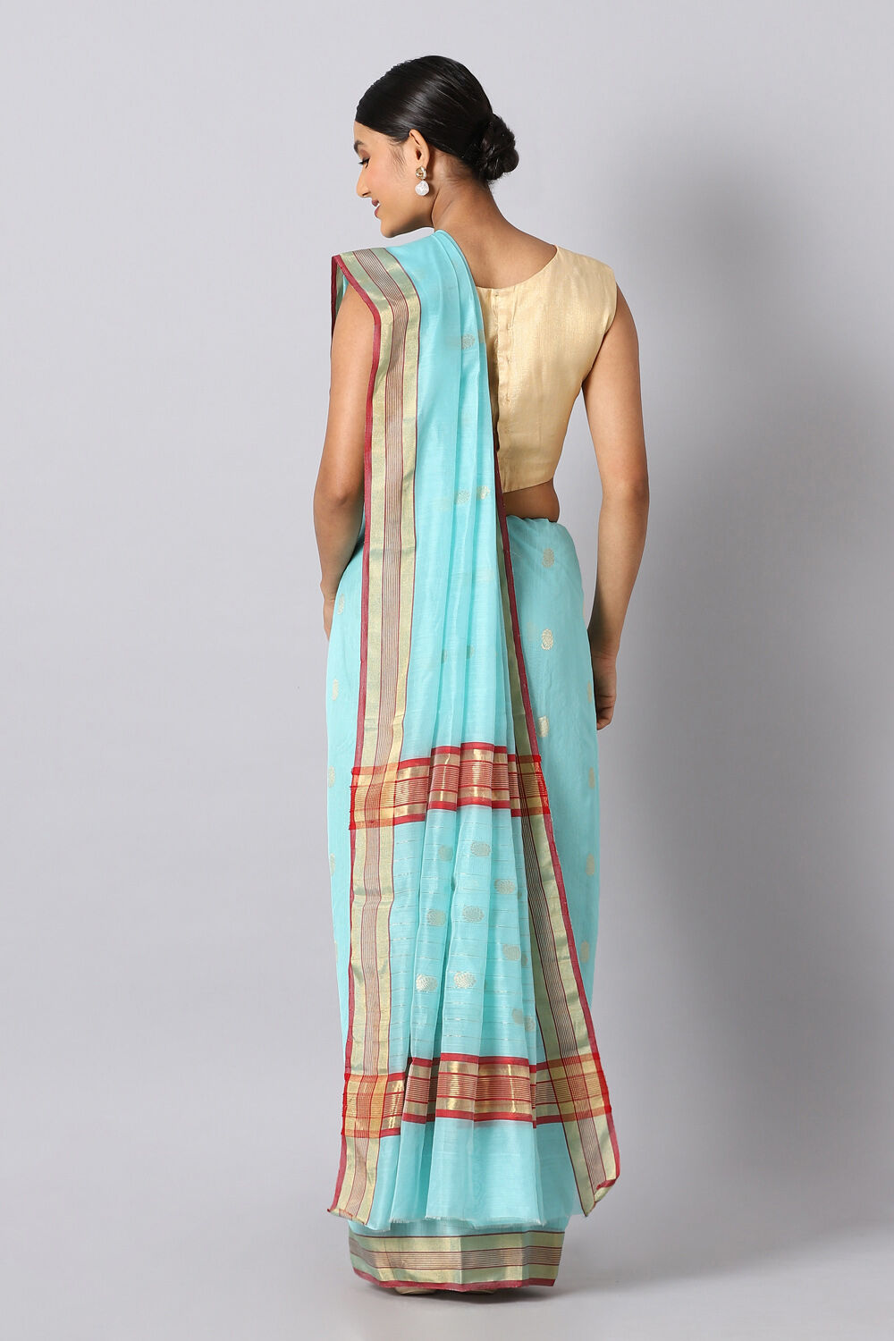Light Blue Pure Silk Cotton Chanderi Saree image number null