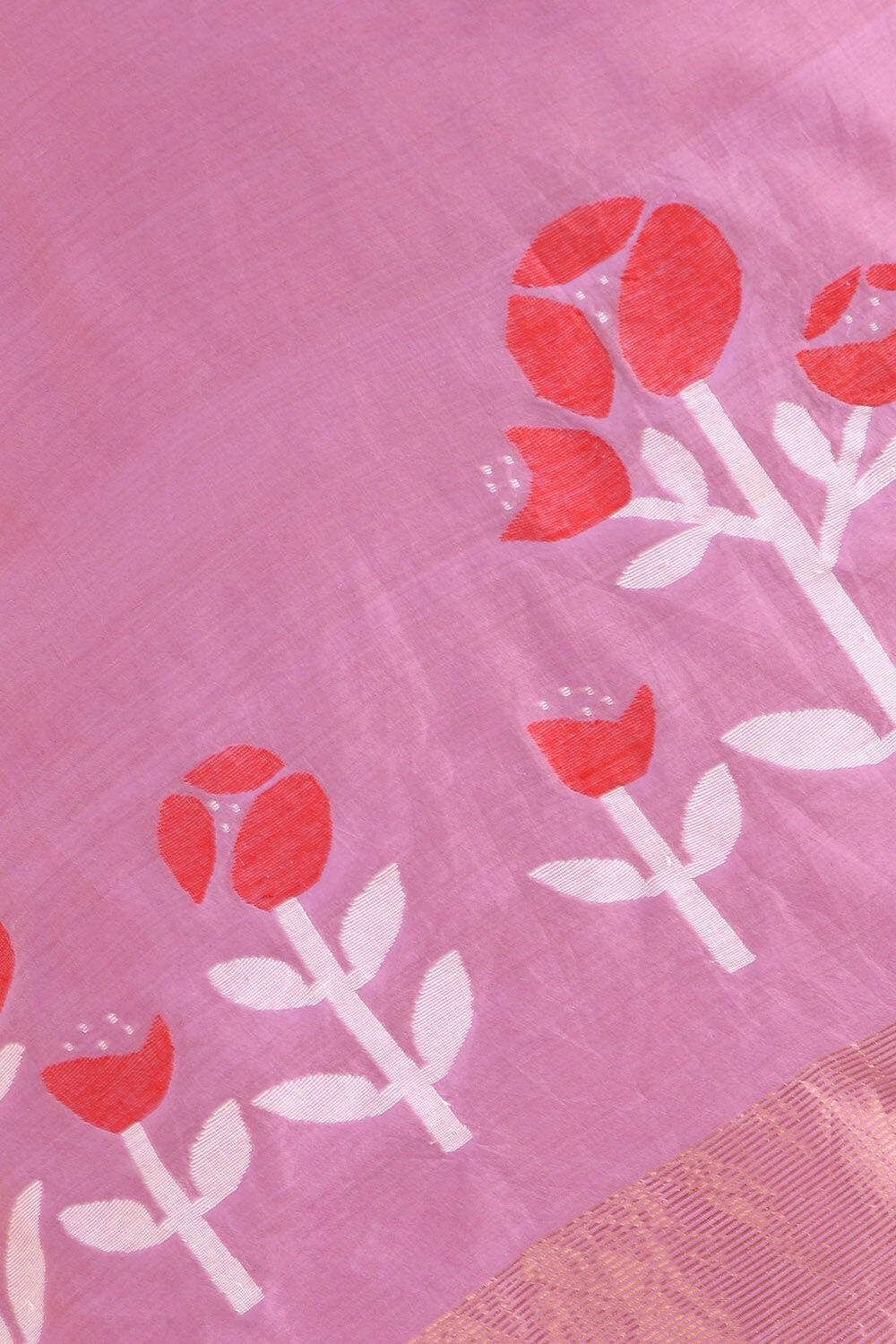 Violet Pure Silk Cotton Jamdani Saree image number null