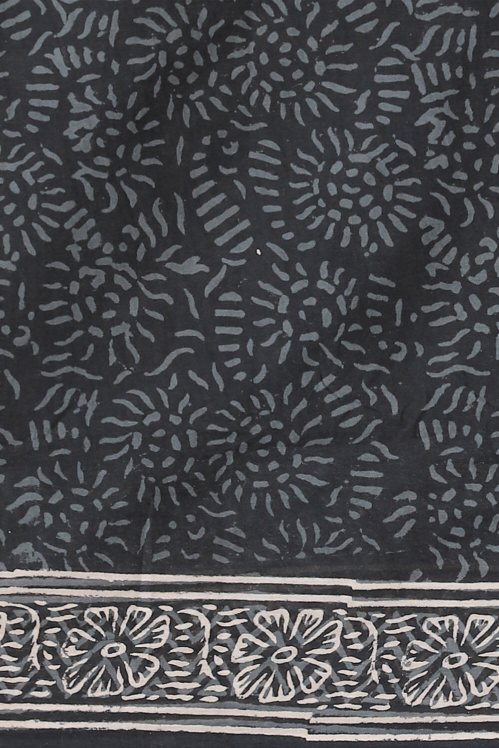 Black Pure Cotton Block Printed Saree image number null