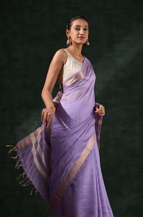 Purple Bhagalpur Woven Silk Viscose Saree