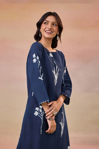 Blue Pure Cotton Dabu Block Printed Kurta Set thumbnail image number null