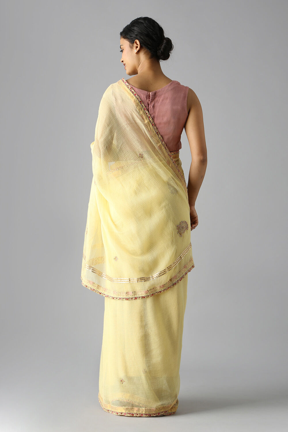 Yellow Pure Silk Kota Printed Saree image number null