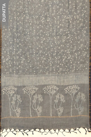Blue Pure Cotton Dabu Block Printed Unstitched Suit Set thumbnail image number null