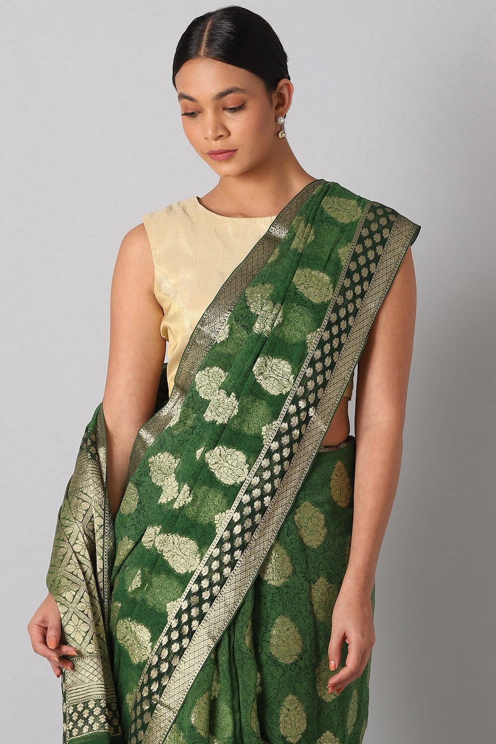 Green Viscose Georgette Banarasi Saree image number null