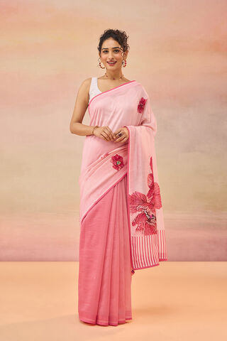 Light Pink Pure Silk Cotton Printed Saree thumbnail image number null