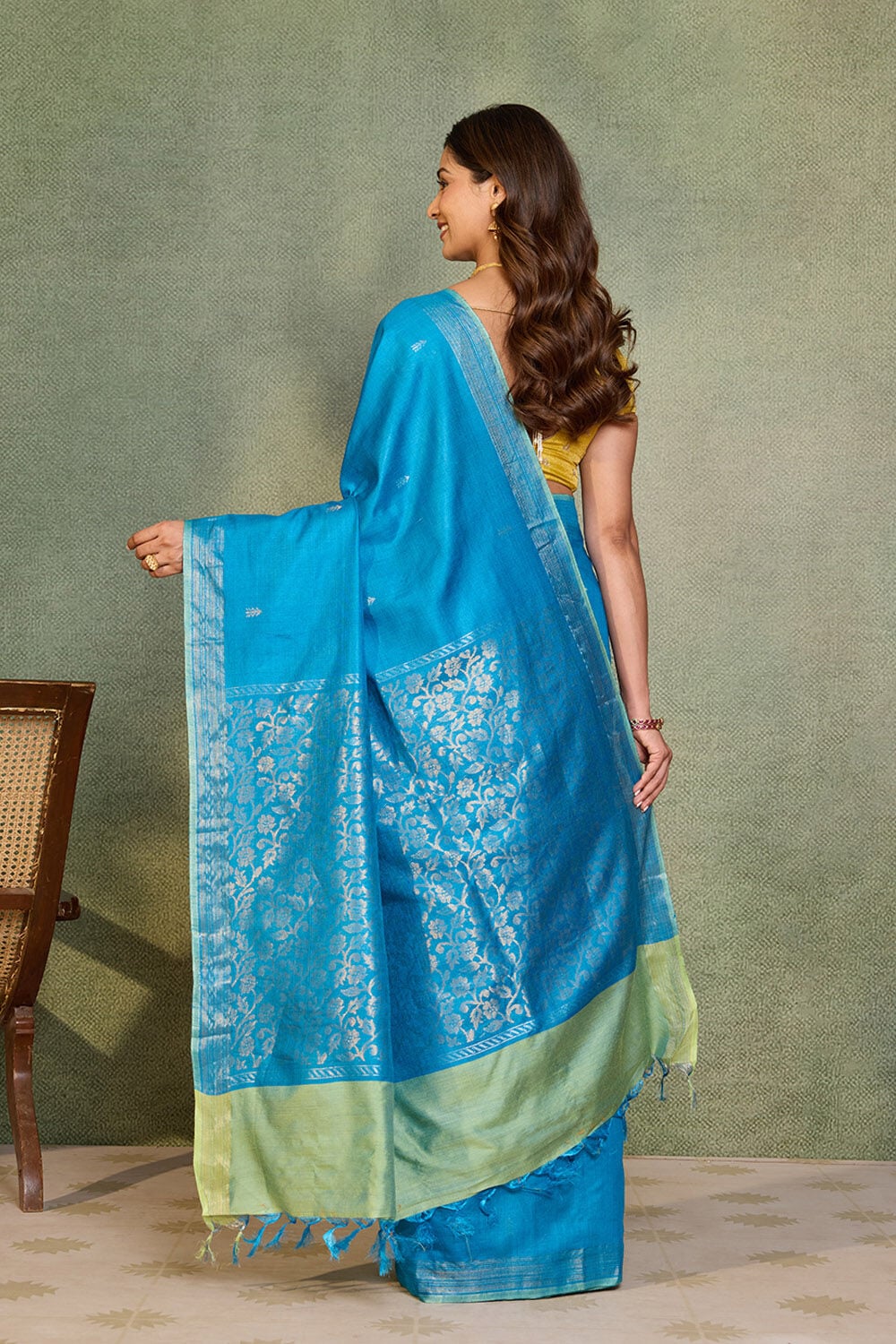 Blue Chattisgarh Woven Pure Tussar Silk Saree image number null