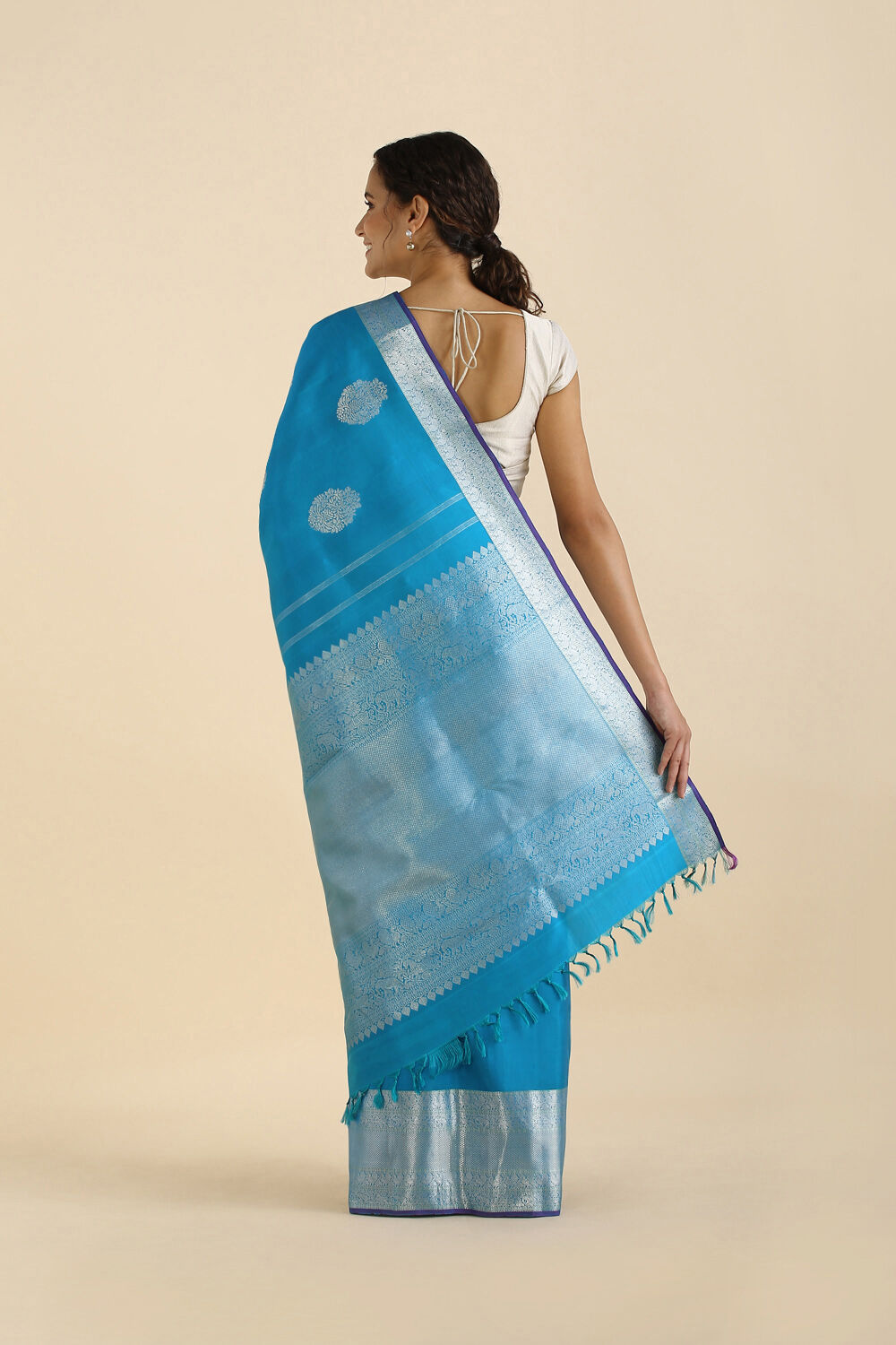 Light Blue Pure Silk Kanjivaram Saree image number null
