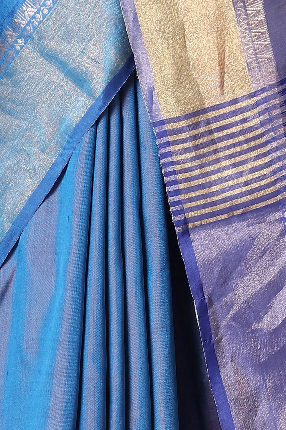 Light Blue Pure Silk Bengal Saree image number null