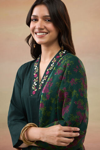 Blue Pure Cotton Embroidered Kurta Set thumbnail image number null