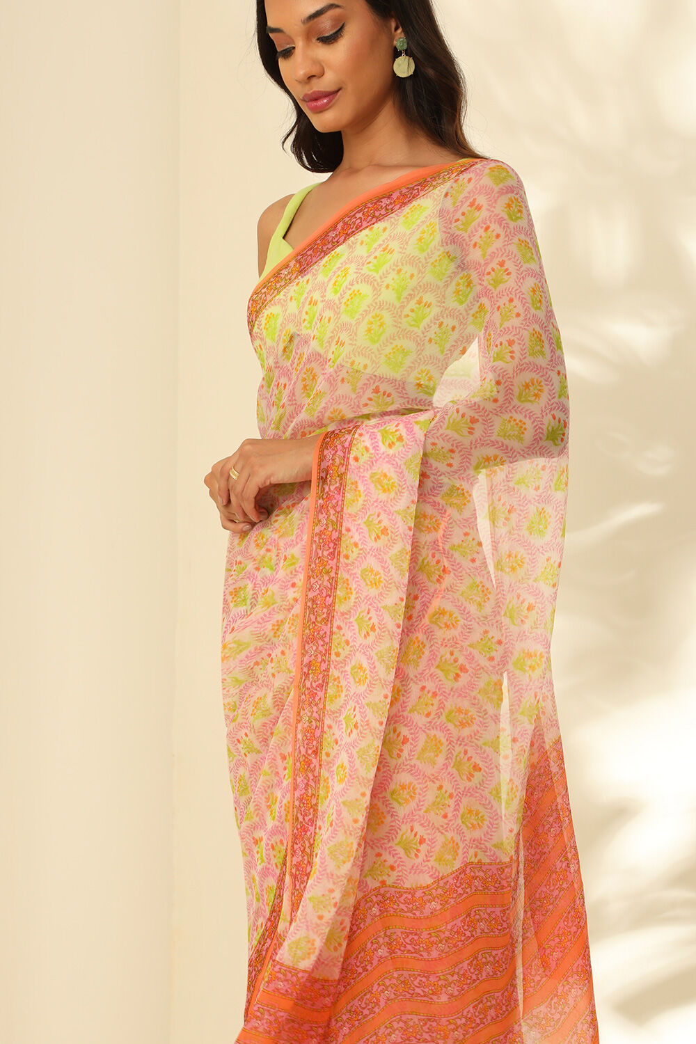 Multicoloured Viscose Chiffon Printed Saree image number null