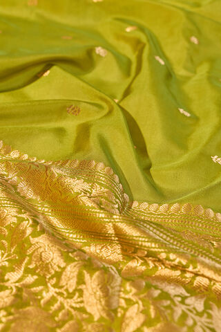 Green Silk Viscose Cutwork Banarasi Saree thumbnail image number null