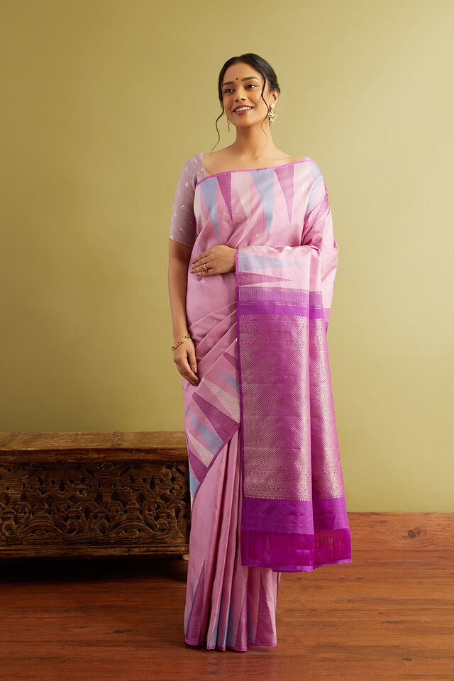 Pink Woven Pure Silk Kanjivaram Saree