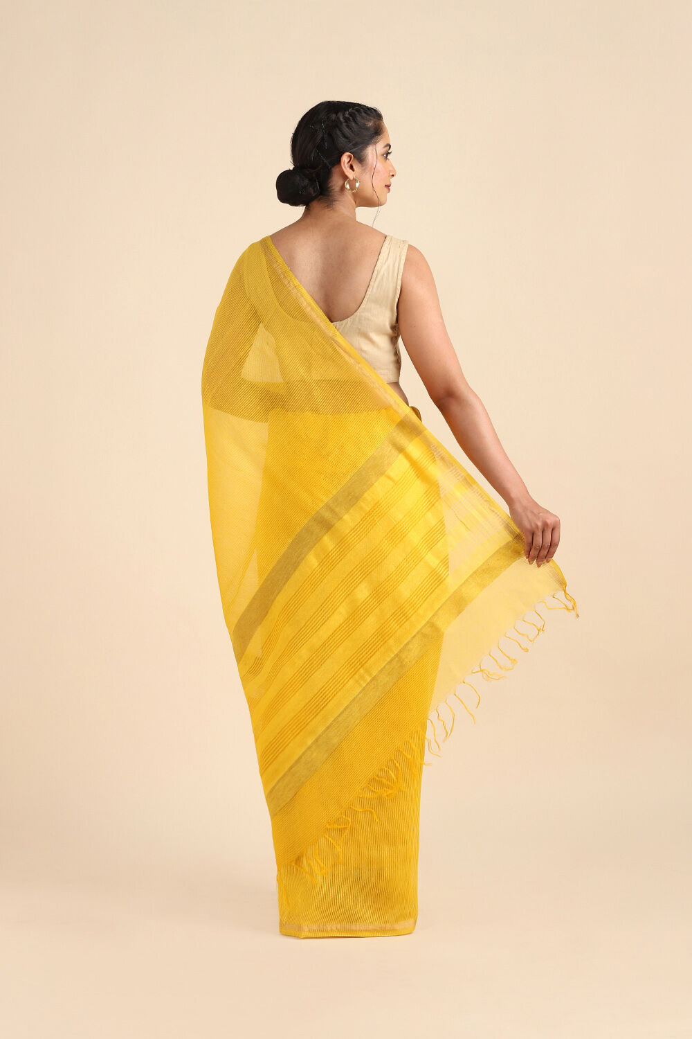 Yellow Pure Silk Woven Saree image number null