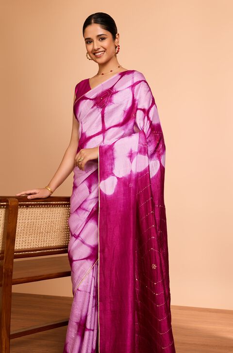 Light Pink Murshidabad Pure Silk Mukaish Saree