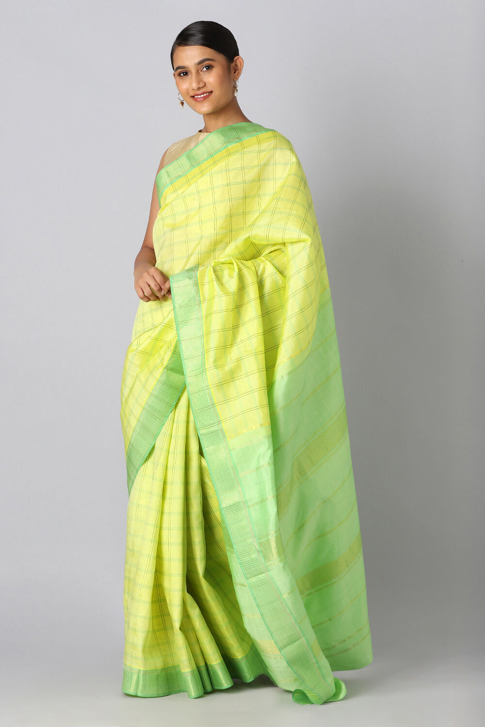Yellow Pure Silk Kanjivaram Saree image number null