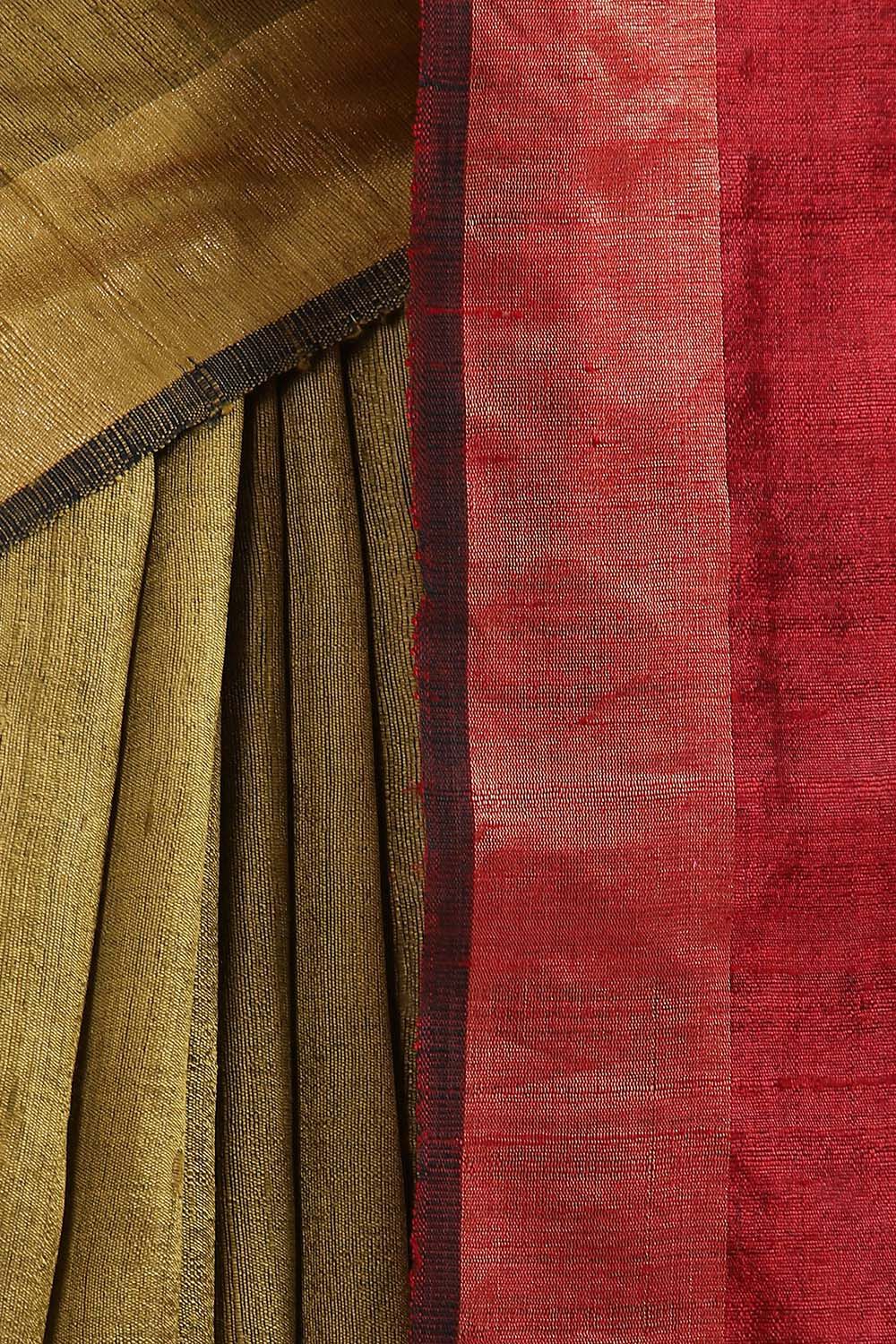 Light Green Pure Tussar Silk Bhagalpuri Saree image number null