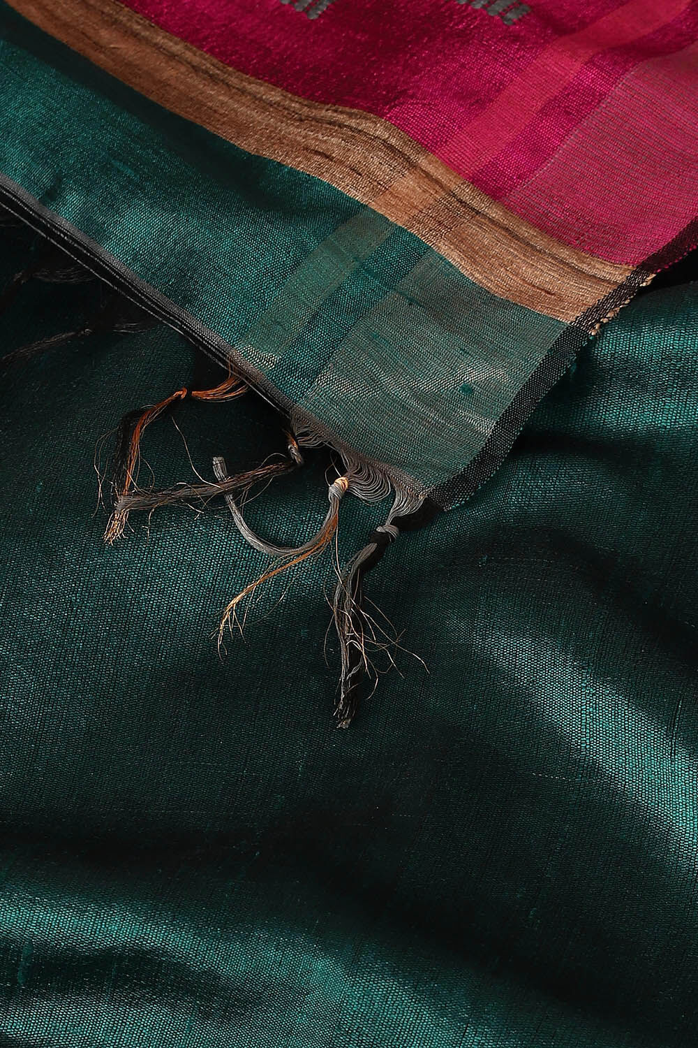 Green Pure Tussar Silk Bhagalpuri Saree image number null