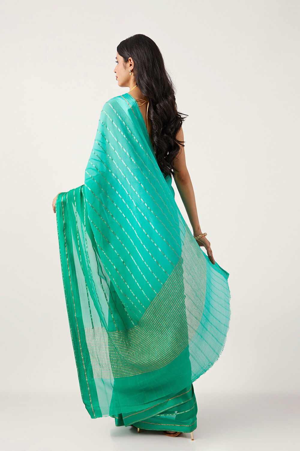Green Pure Chiffon Woven Saree image number null