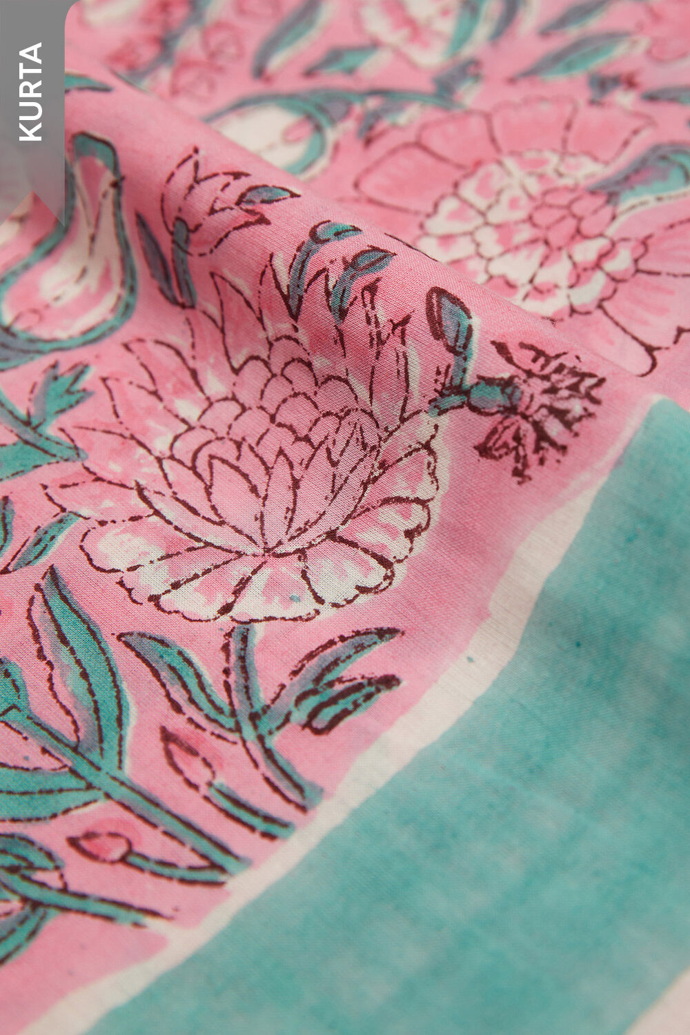 Pink Printed Sanganeri Pure Cotton Unstitched Suit Set image number null