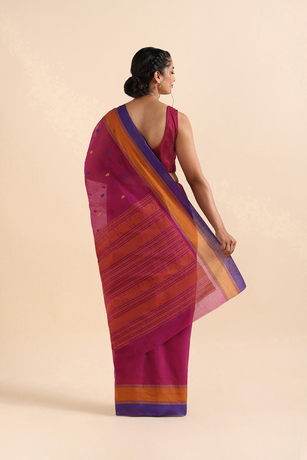 Dark Pink Pure Cotton South Saree image number null
