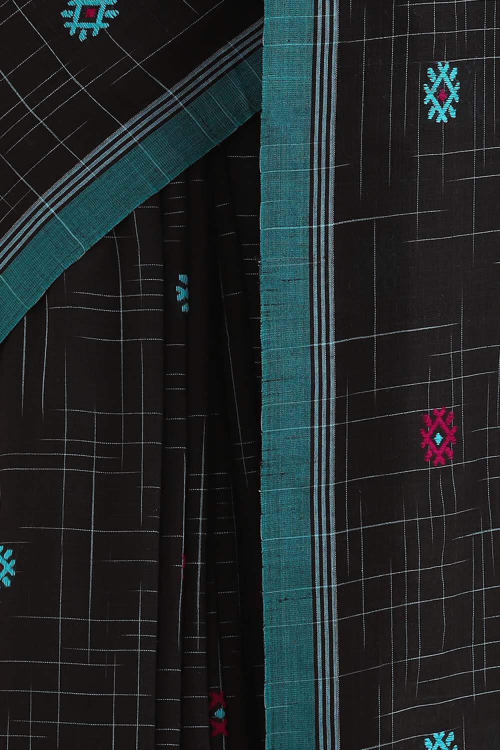 Black Pure Cotton Jamdani Saree image number null