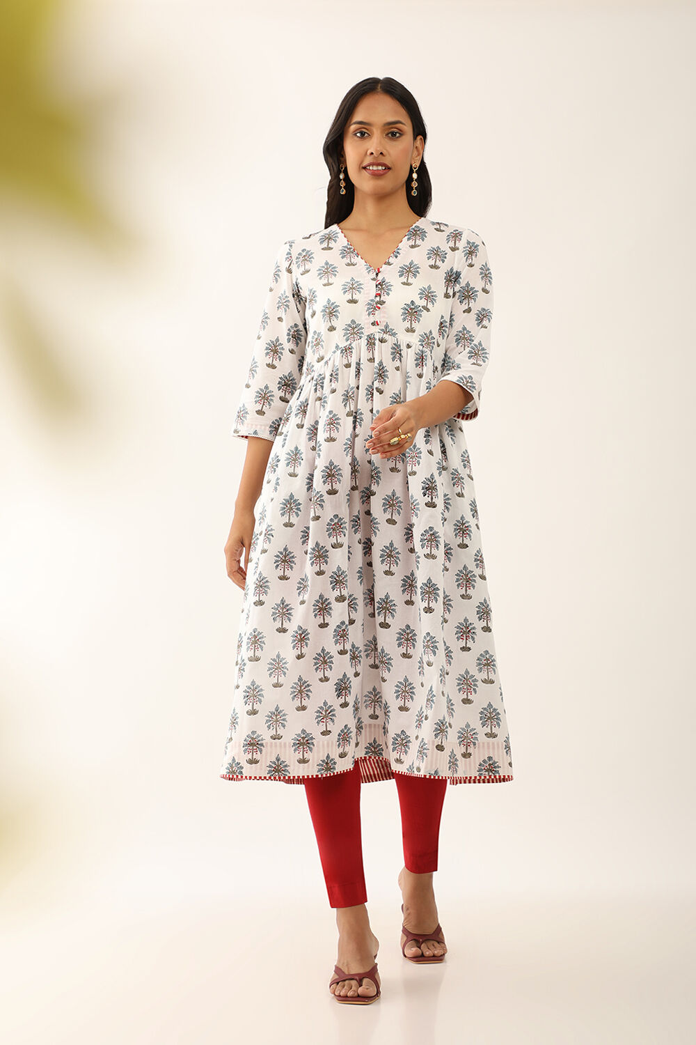 Off-White Pure Cotton Sanganeri Block Printed Kurta image number null