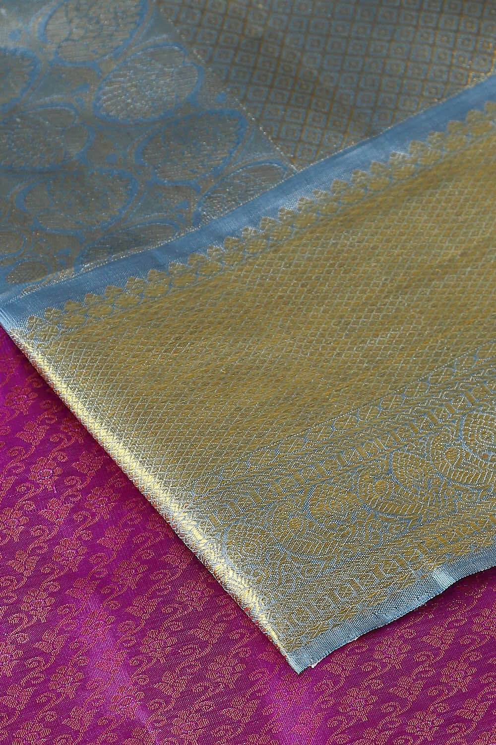 Dark Pink Pure Silk Kanjivaram Saree image number null