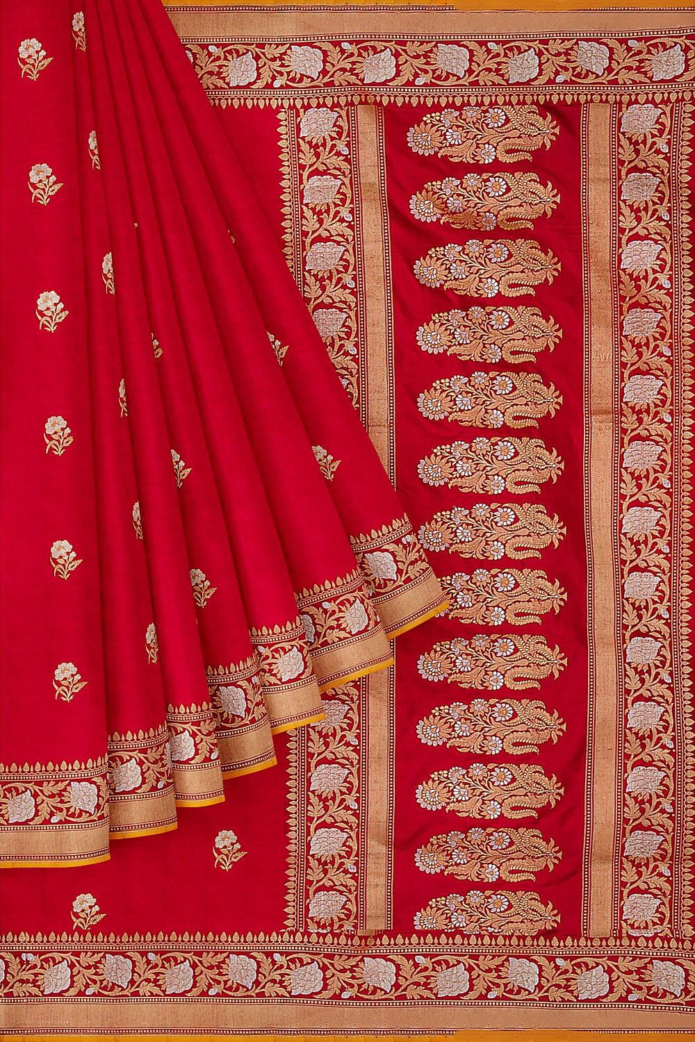 Red Pure Silk Banarasi Saree image number null