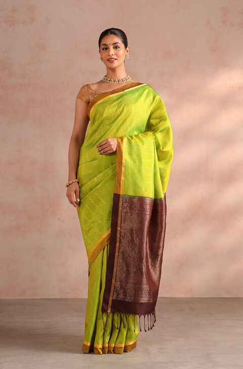Green Woven Pure Soft Silk Saree