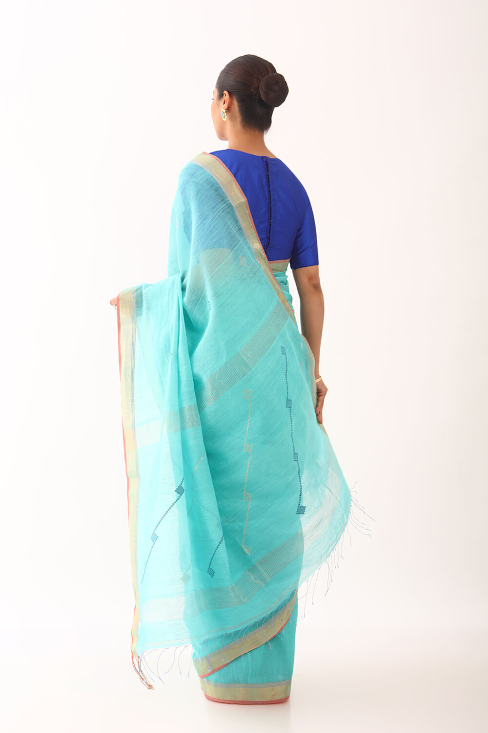 Light Green Bengali Pure Silk Cotton Jamdani Saree image number null