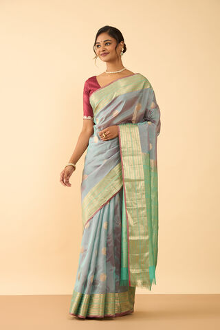 Grey Woven Silk Viscose Saree image number