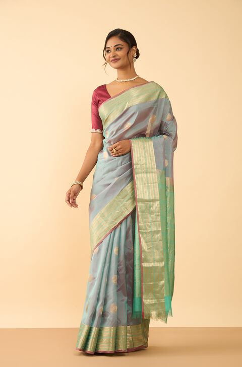 Pink Woven Silk Viscose Saree