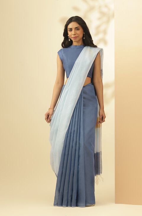 Grey Bhagalpur Woven Pure Tussar Viscose Saree