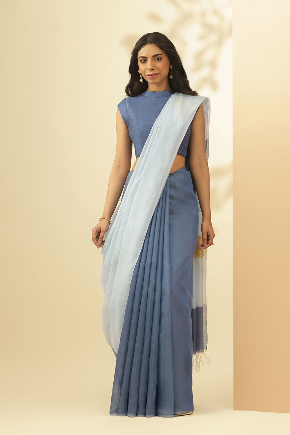 Grey Bhagalpur Woven Pure Tussar Viscose Saree image number null