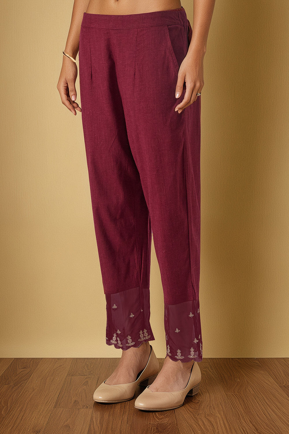 Dark Red Brocade Viscose Kurta Set image number null