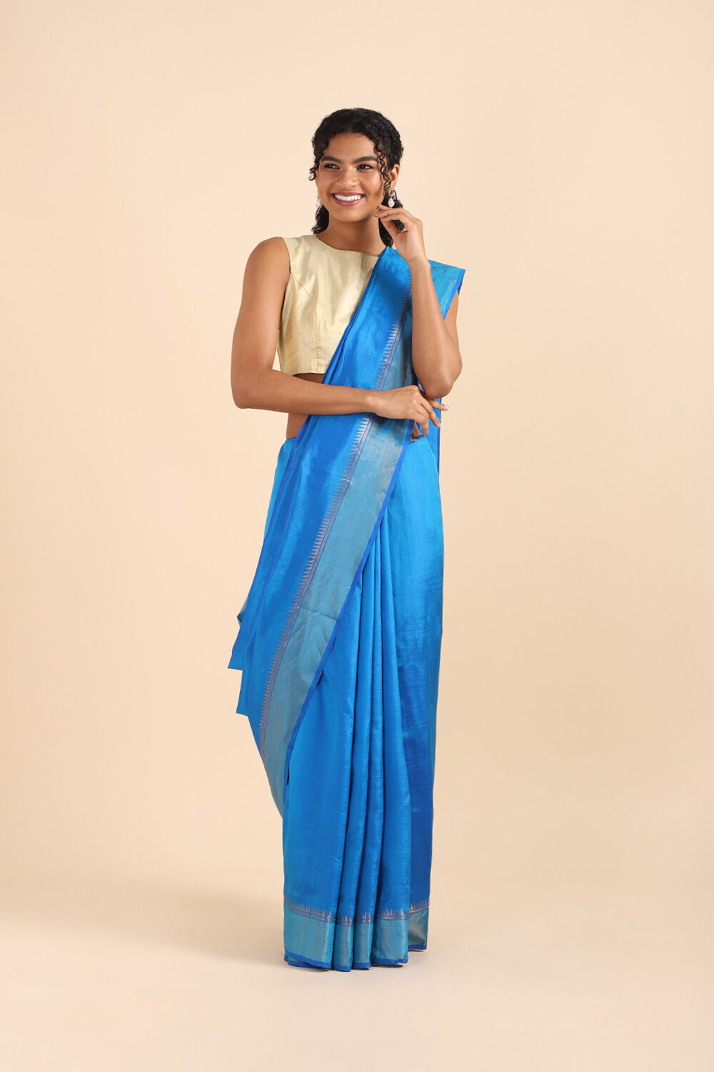 Light Blue Pure Silk Woven Saree image number null
